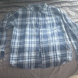 Volcom Navy and White Plaid Button-Down Shirt